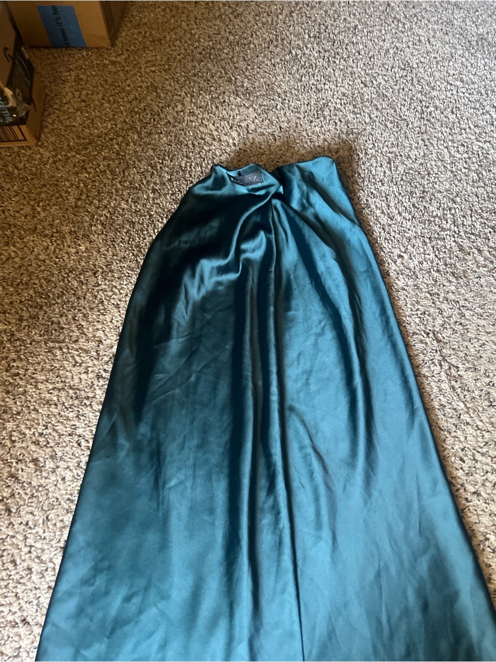 Zara Satin Teal Maxi Skirt